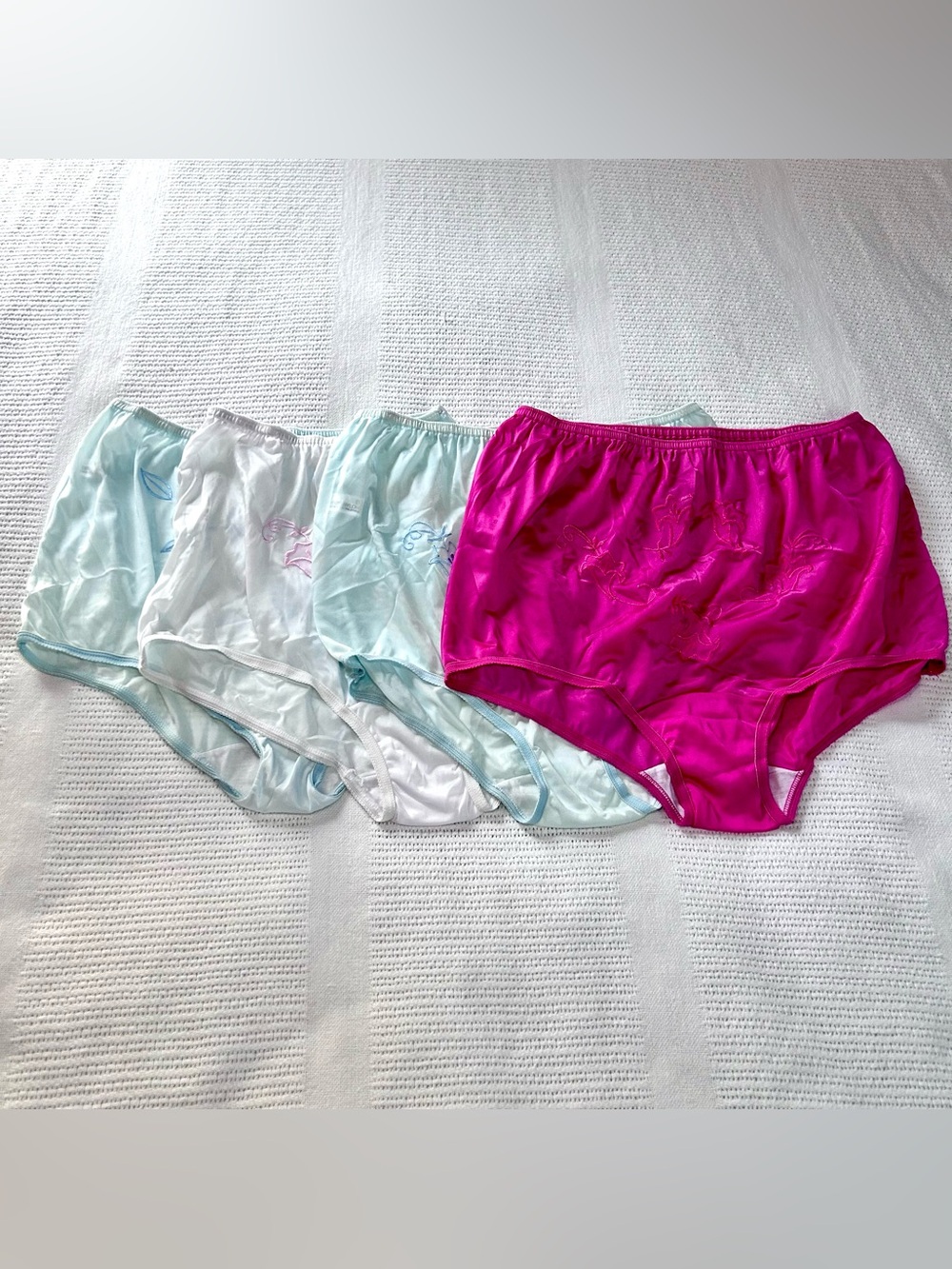 Lot of 4 Vintage Granny Panties Women’s 8 Floral Embroidered Nylon Sissy 90’s